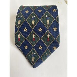 Tommy Hilfiger Green Blue Diamond Golfer‎ Silk Tie Made In USA 3.5"